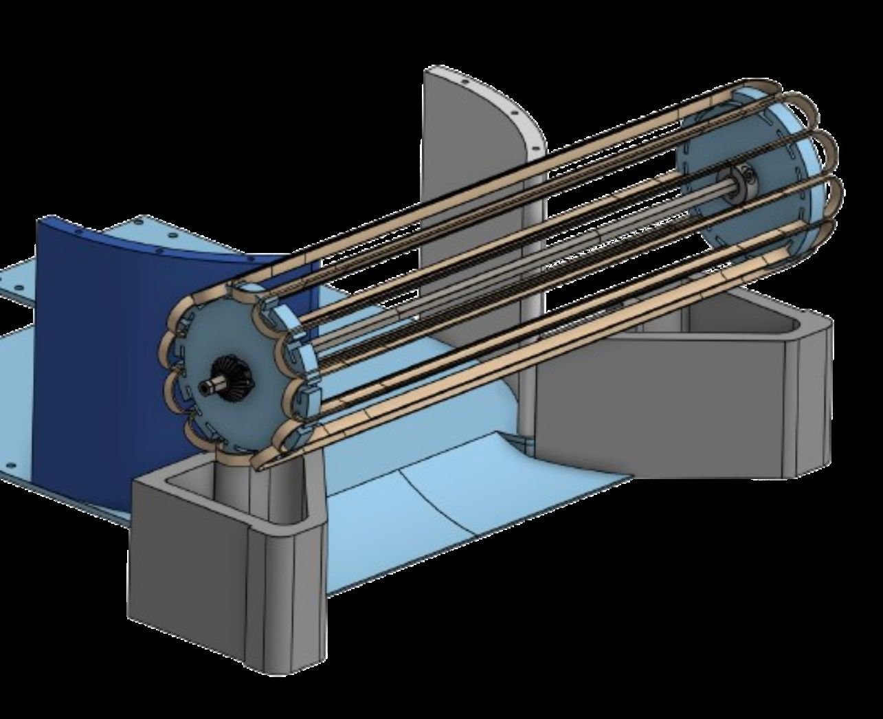 Intake system with rubber band wheels